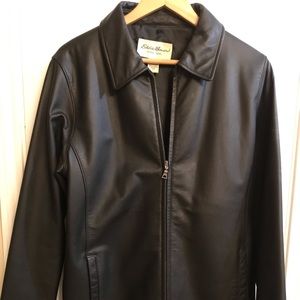Eddie Bauer men’s black leather jacket T L